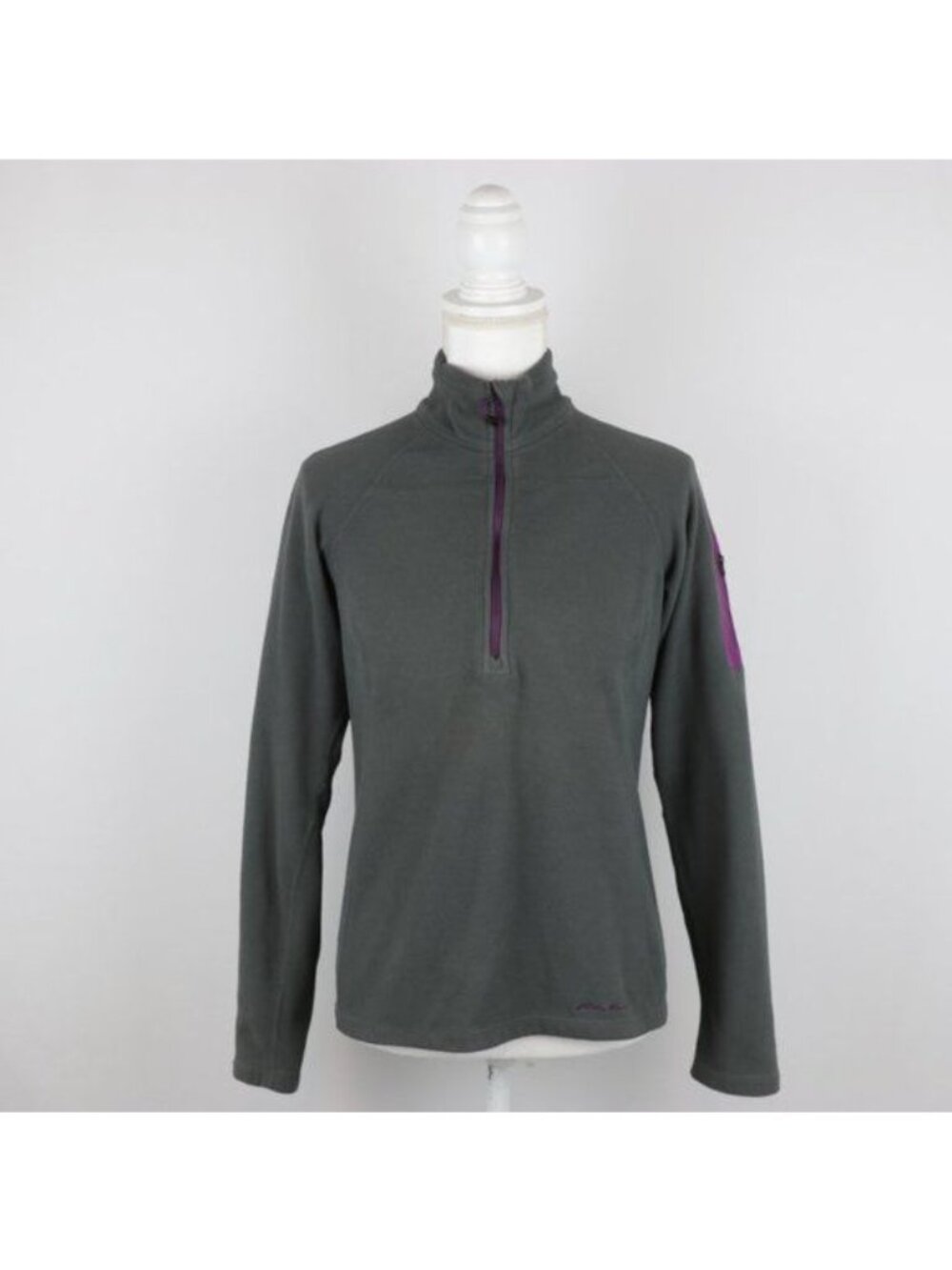 Eddie Bauer First Ascent Women's Small Gray PolarTec Fleece 1/4 Zip Pullover